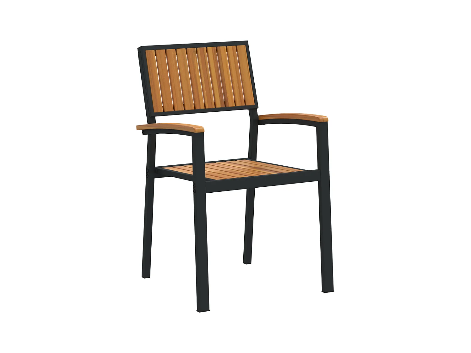 Chaises de jardin empilables 6 pcs en acier noir et acacia