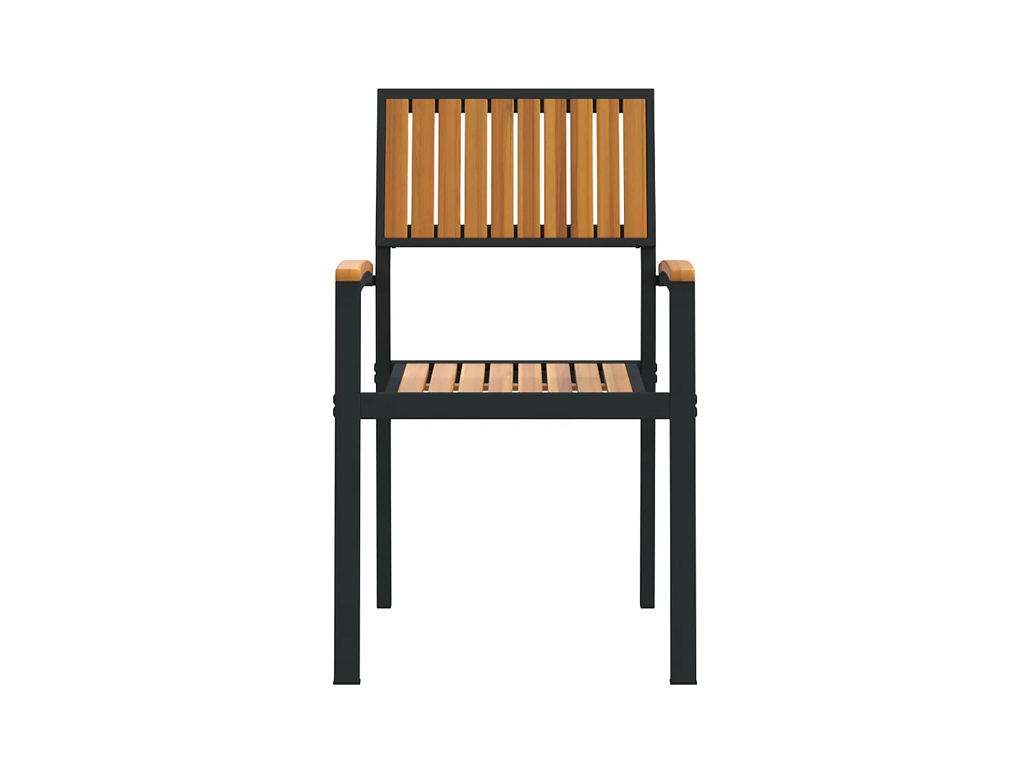 Chaises de jardin empilables 6 pcs en acier noir et acacia