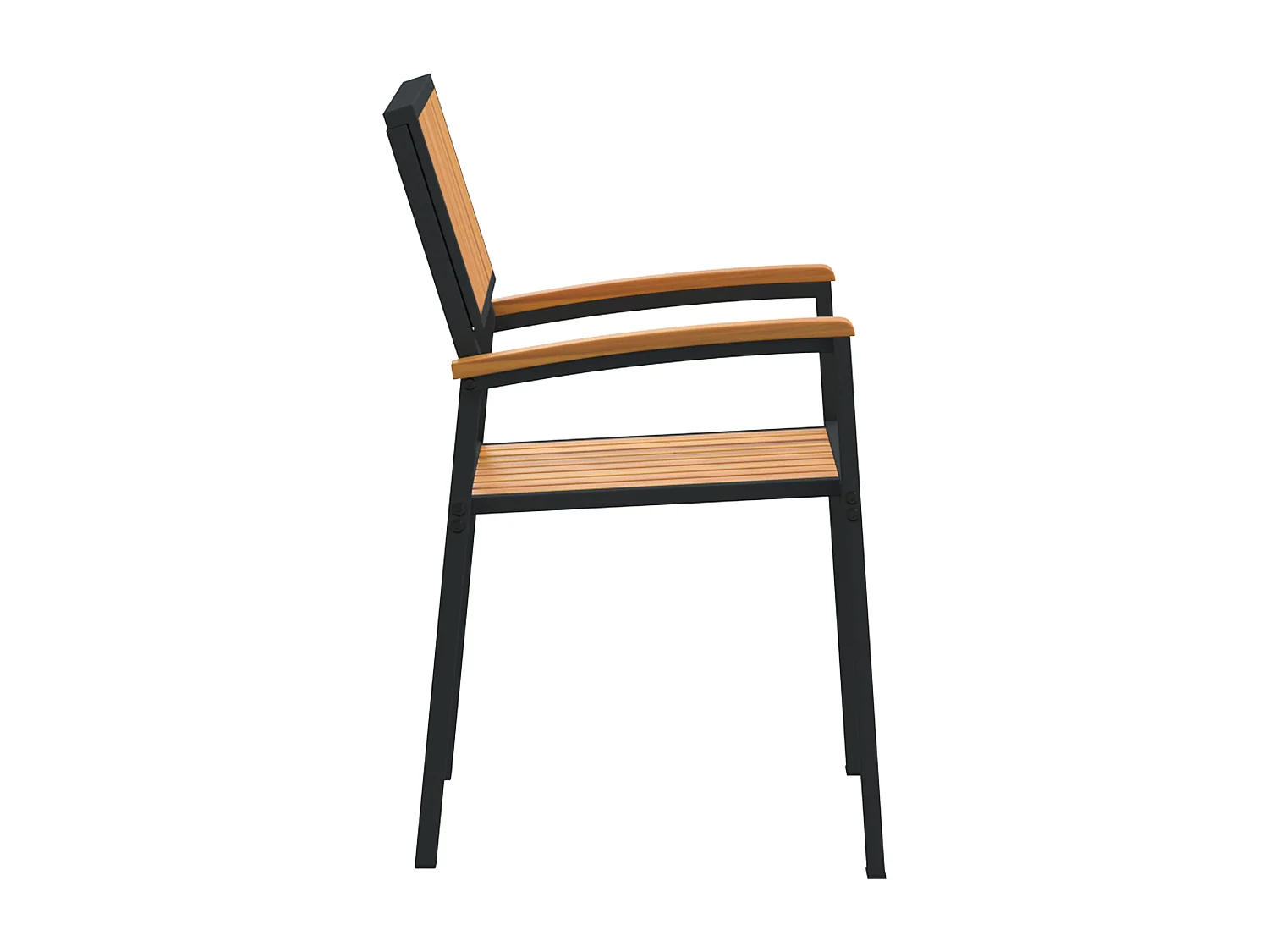 Chaises de jardin empilables 6 pcs en acier noir et acacia