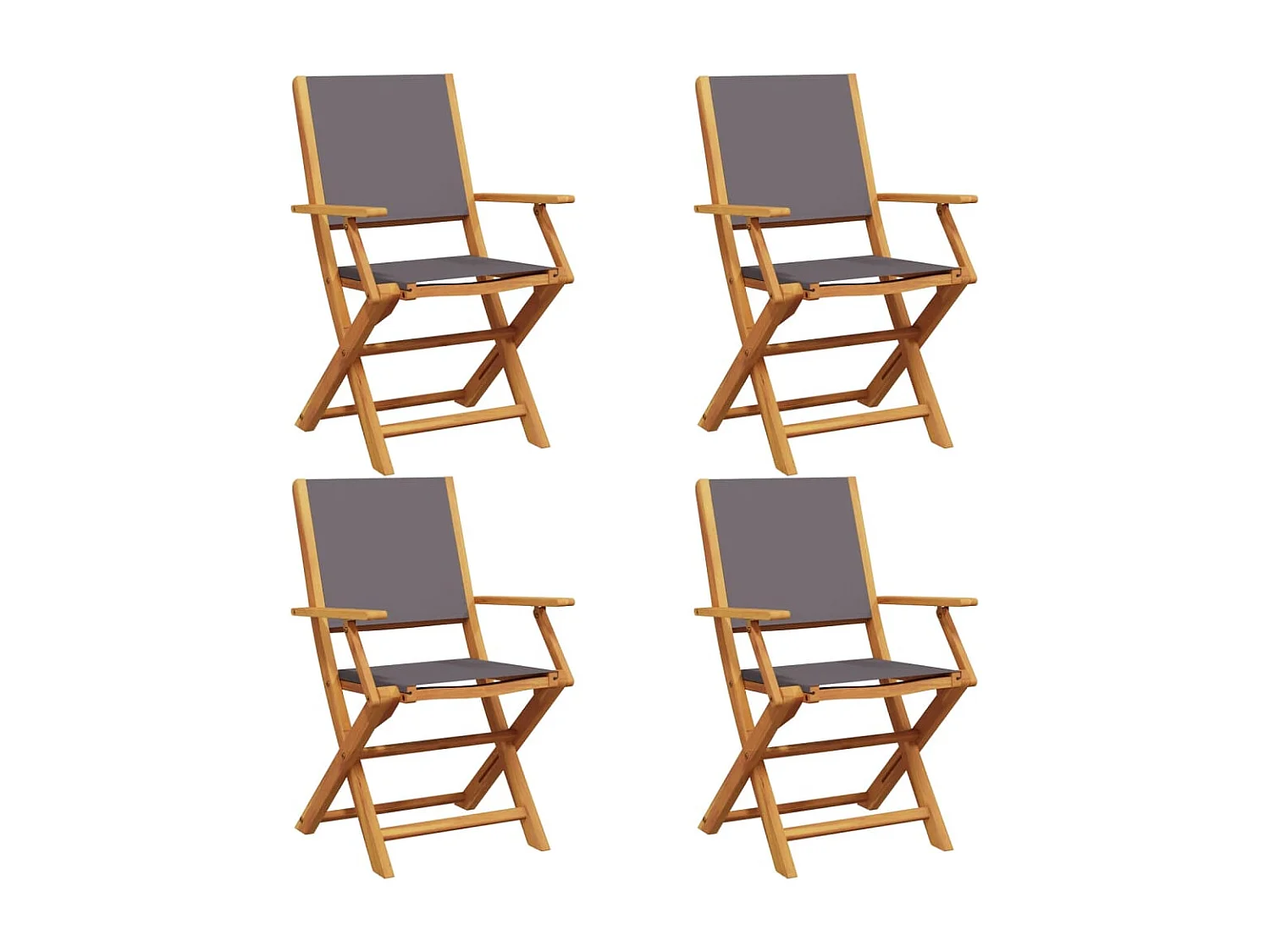 Chaises de jardin pliantes lot de 4 tissu et bois massif