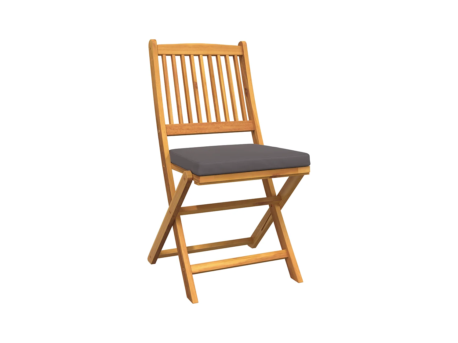 sillas de jardín plegables de madera maciza de acacia con cojín gris