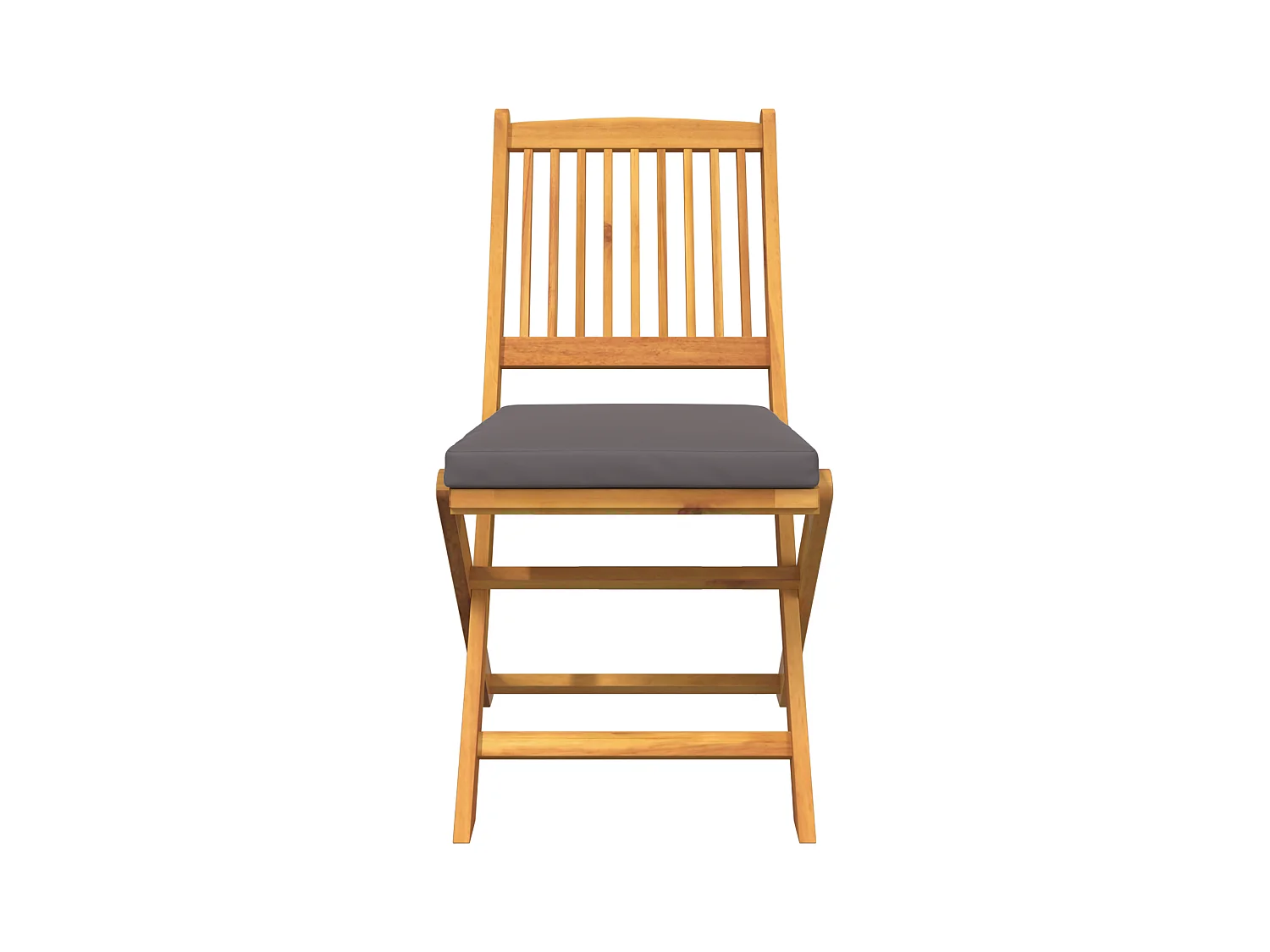 sillas de jardín plegables de madera maciza de acacia con cojín gris