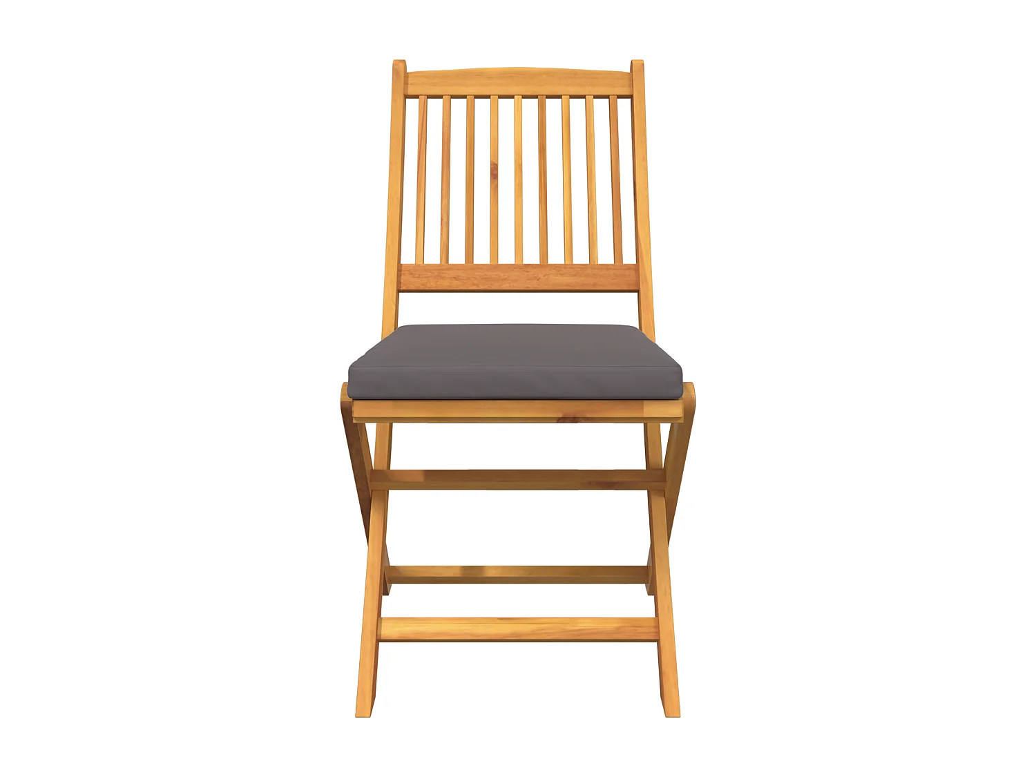 Chaises de jardin pliantes avec coussin gris 2pcs en bois d'acacia massif