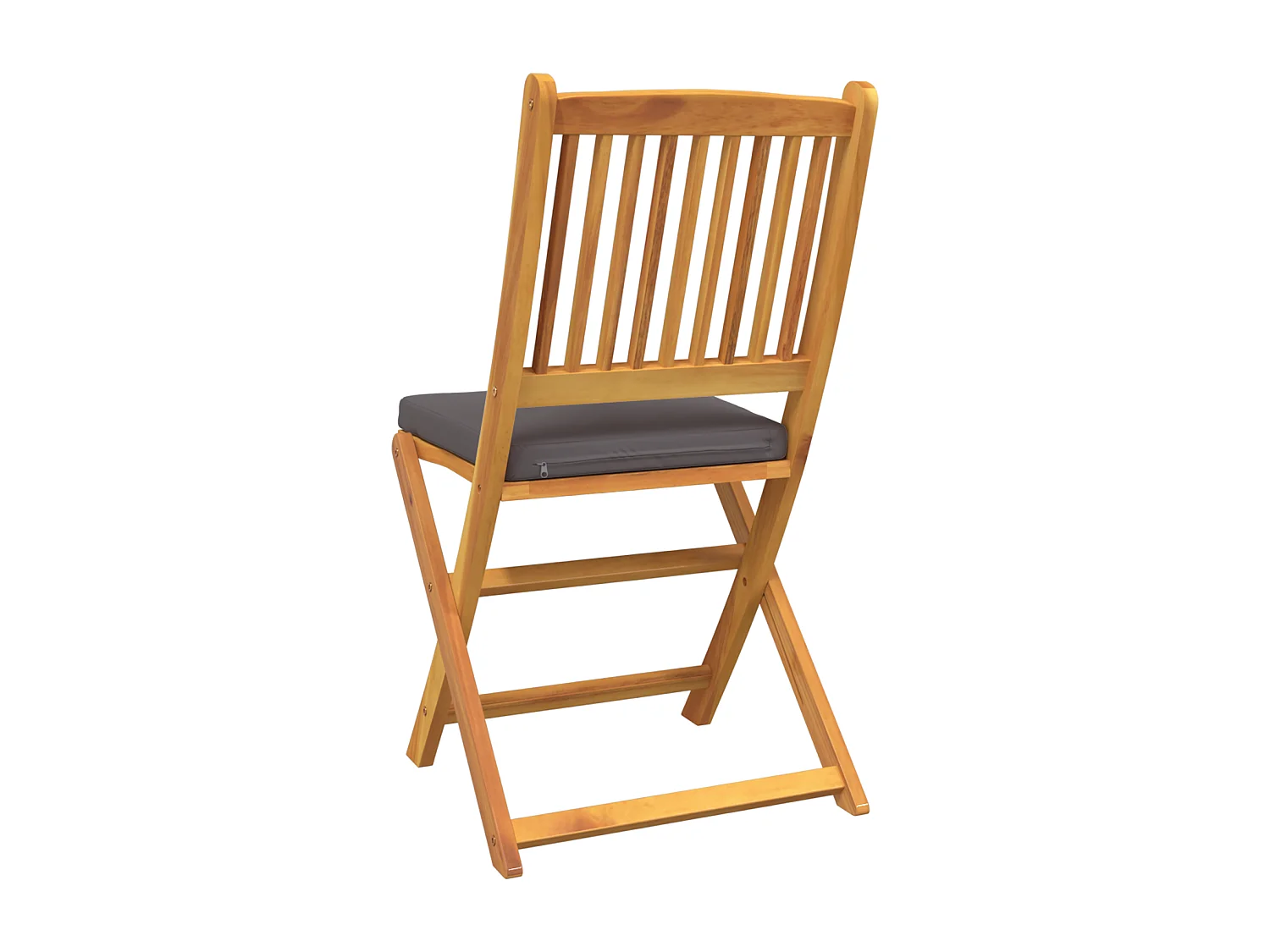 Chaises de jardin pliantes avec coussin gris 2pcs en bois d'acacia massif