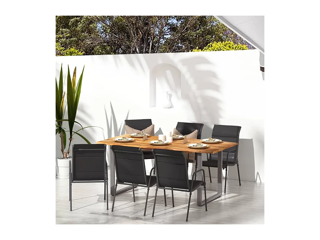 Tuinstoelen set van 6 Staal en textiel Zwart