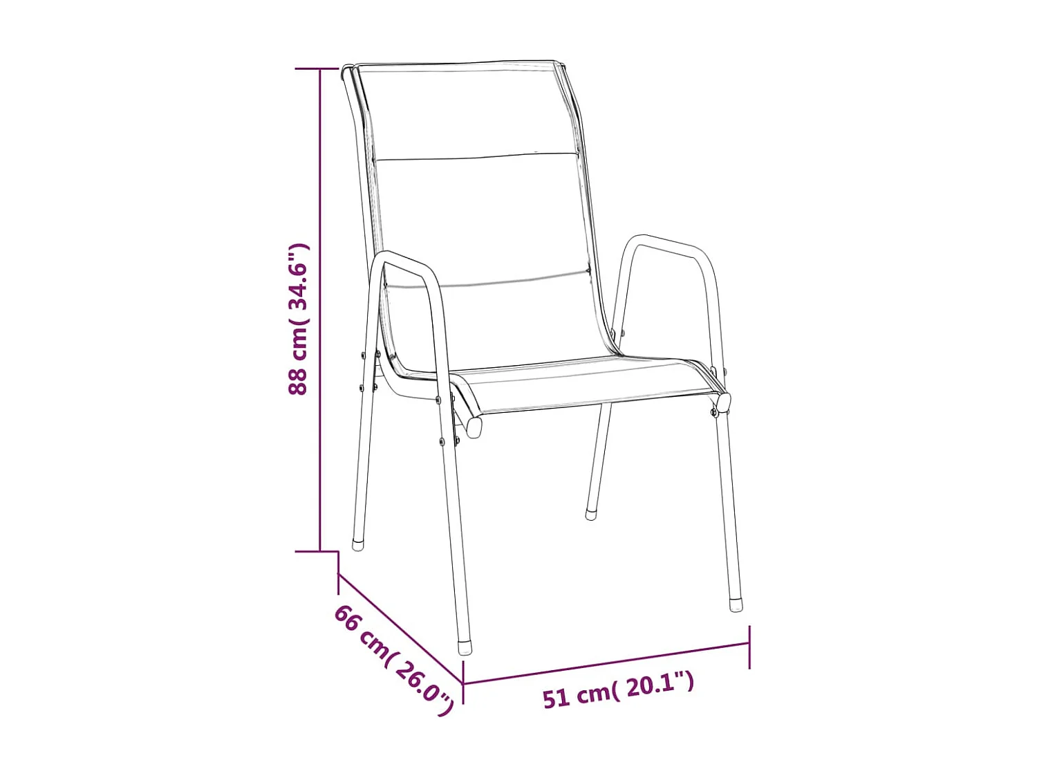 Tuinstoelen set van 6 Staal en textiel Zwart