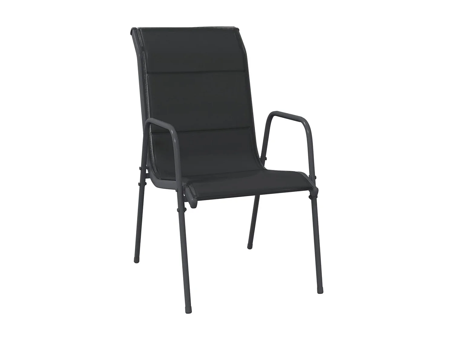 Chaises de jardin lot de 6 Acier et textilène Noir