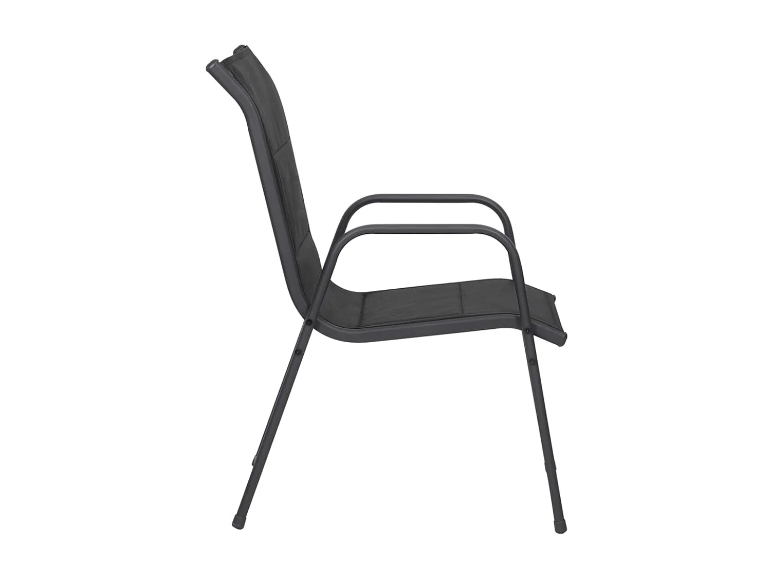 Chaises de jardin lot de 6 Acier et textilène Noir