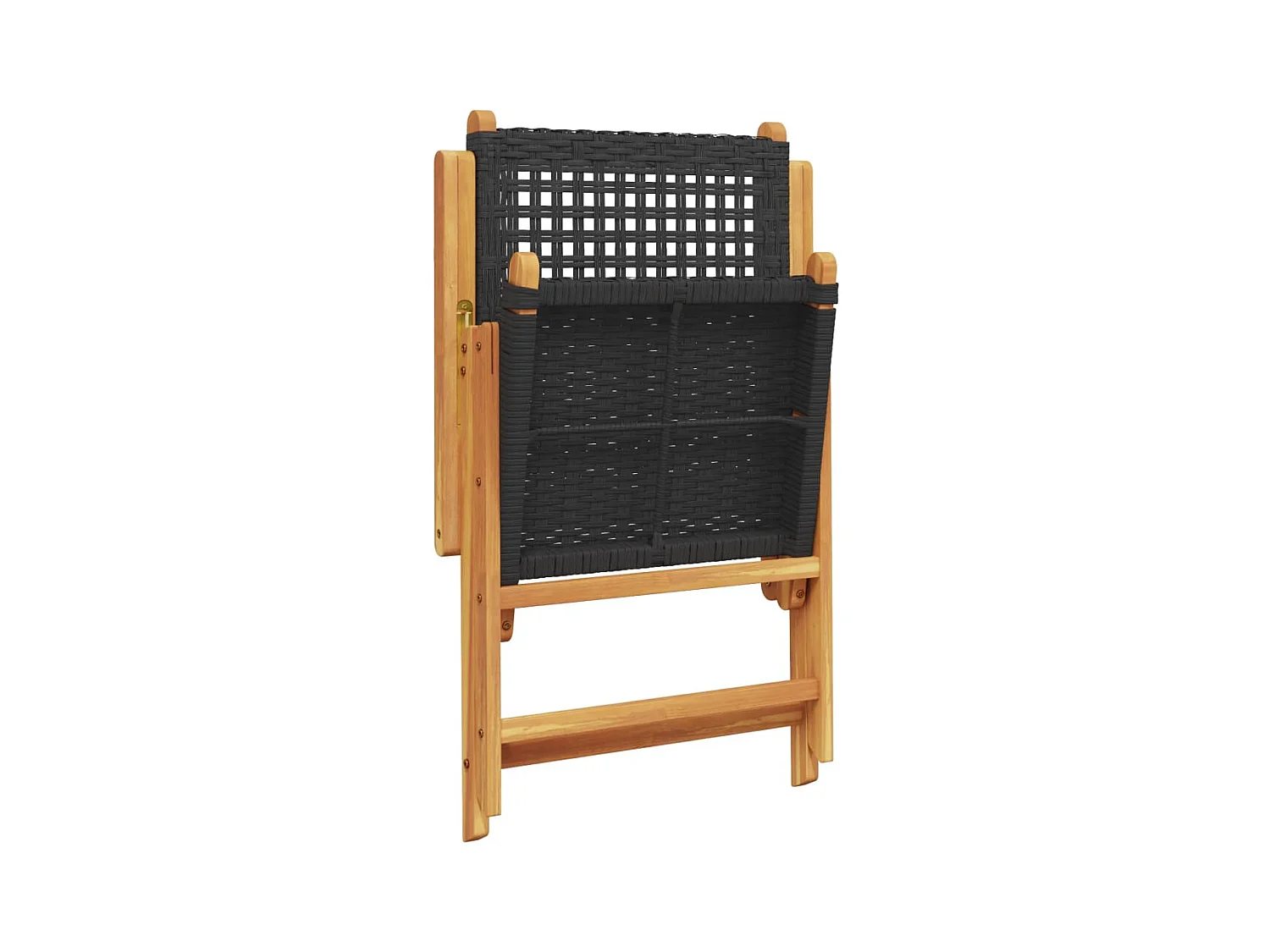 Tuinstoelenset van 2 zwart massief acaciahout en rotan