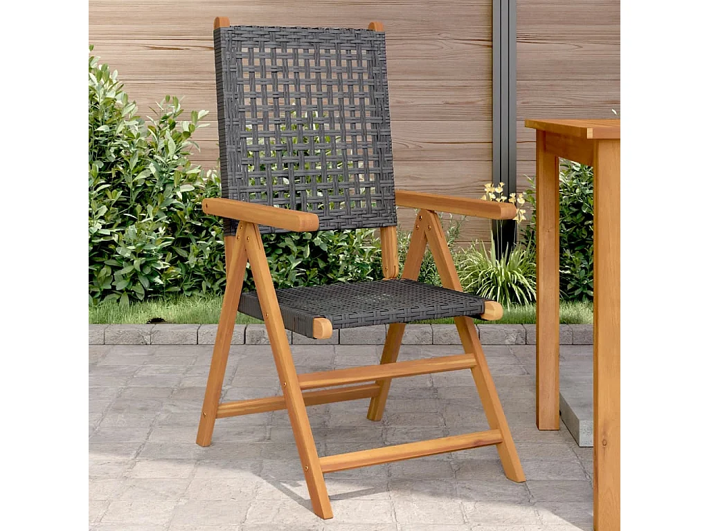 Juego de 2 sillas de jardín de madera maciza de acacia negra y ratán