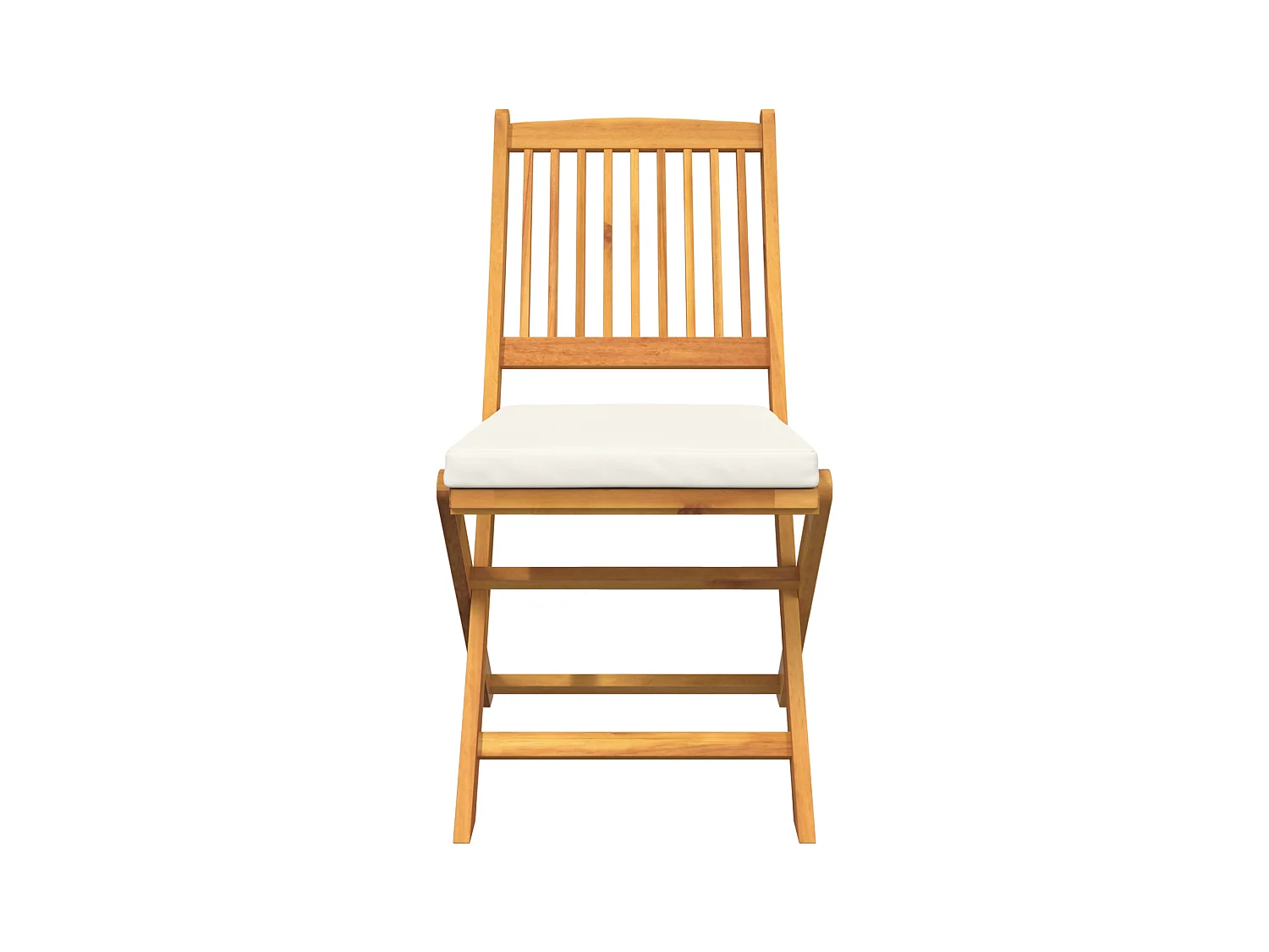 Chaises de jardin pliantes avec coussin blanc 2 pièces en bois d'acacia solide