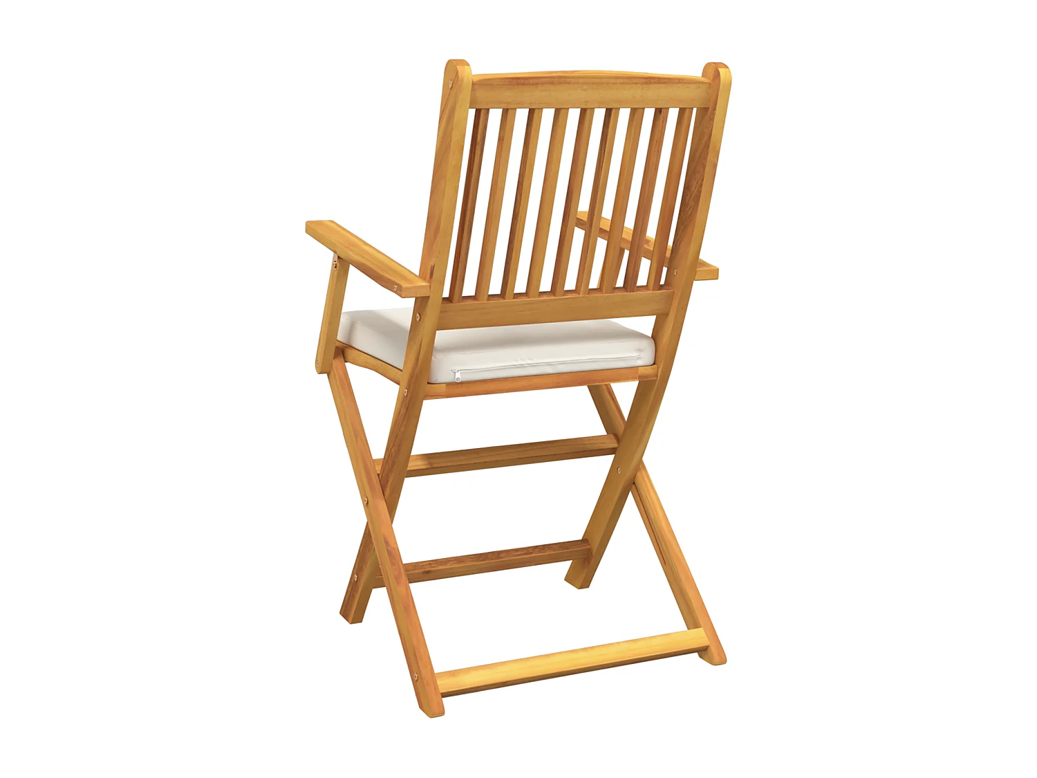 Chaises de jardin pliantes avec coussin blanc 2 pièces en bois d'acacia solide