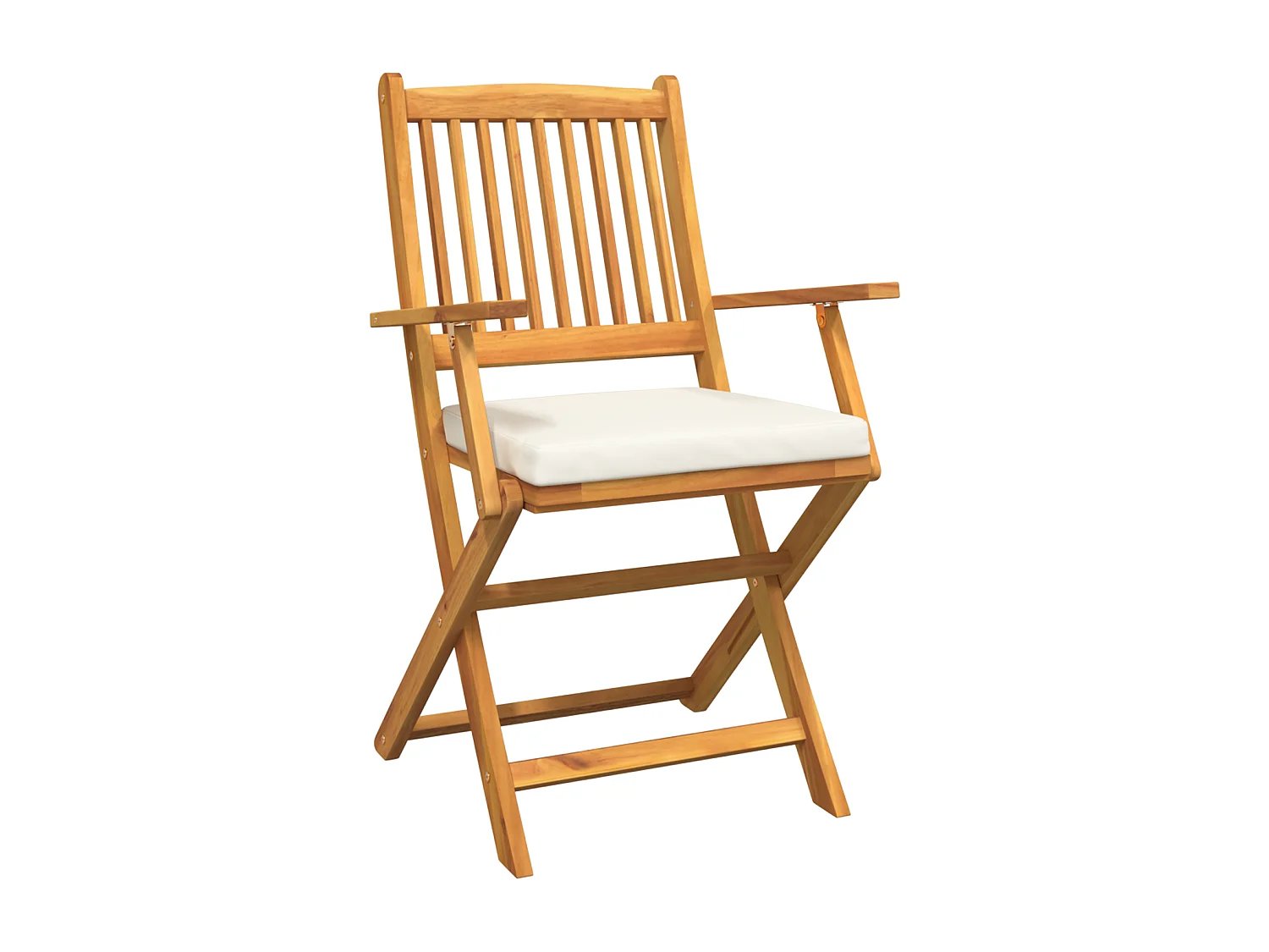 Opvouwbare tuinstoelen met wit kussen 2 stuks gemaakt van massief acaciahout