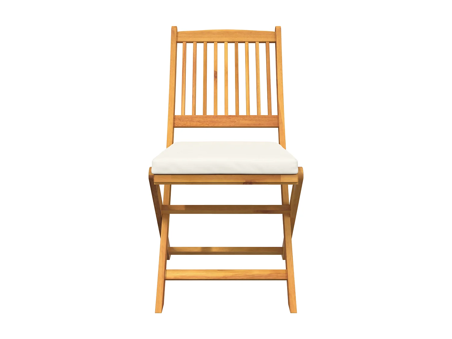 Opvouwbare tuinstoelen met wit kussen 2 stuks gemaakt van massief acaciahout