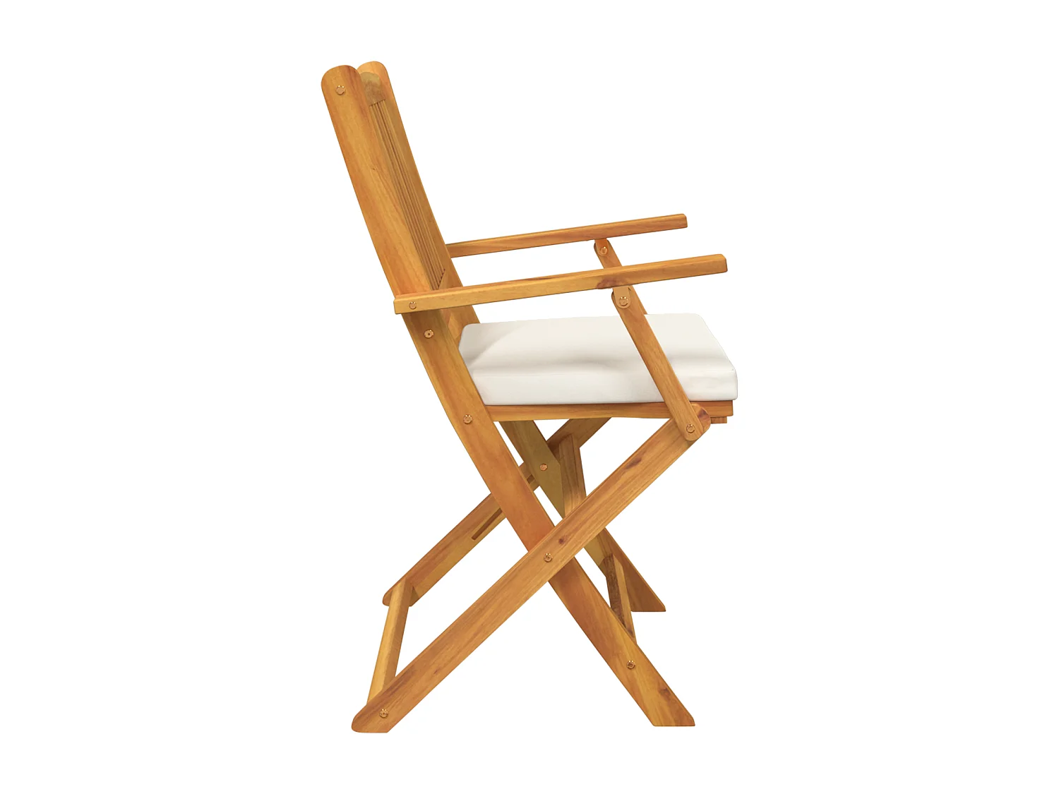 Opvouwbare tuinstoelen met wit kussen 2 stuks gemaakt van massief acaciahout