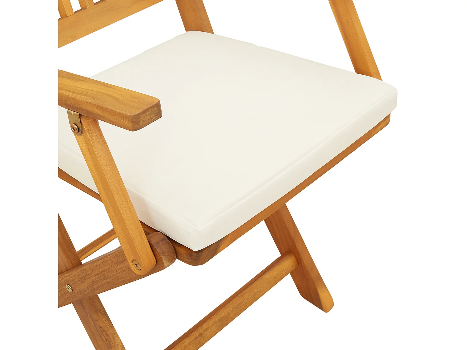 Opvouwbare tuinstoelen met wit kussen 2 stuks gemaakt van massief acaciahout