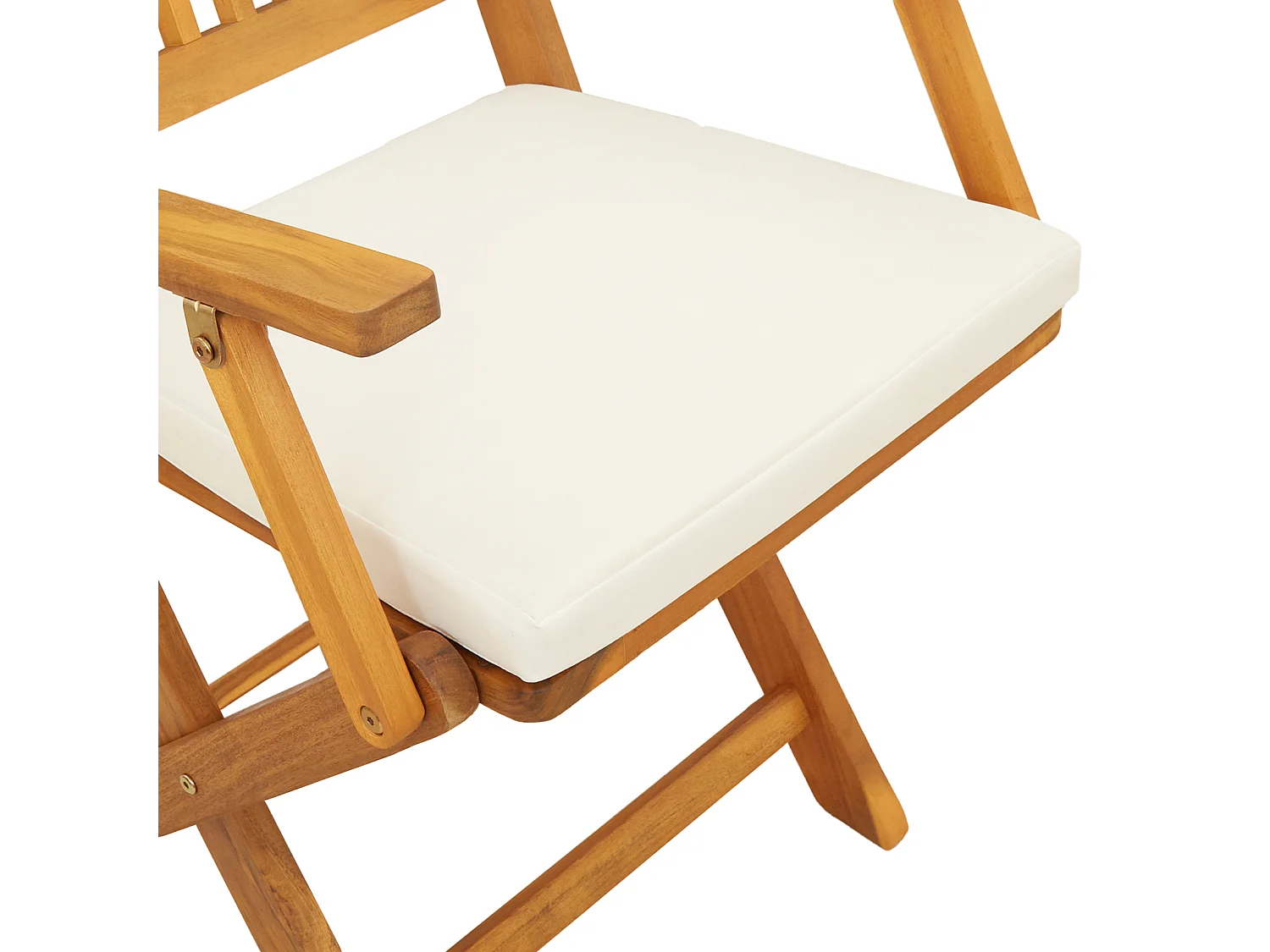 Klappbare Gartenstühle mit weißen Kissen 2 Stück aus massivem Akazienholz