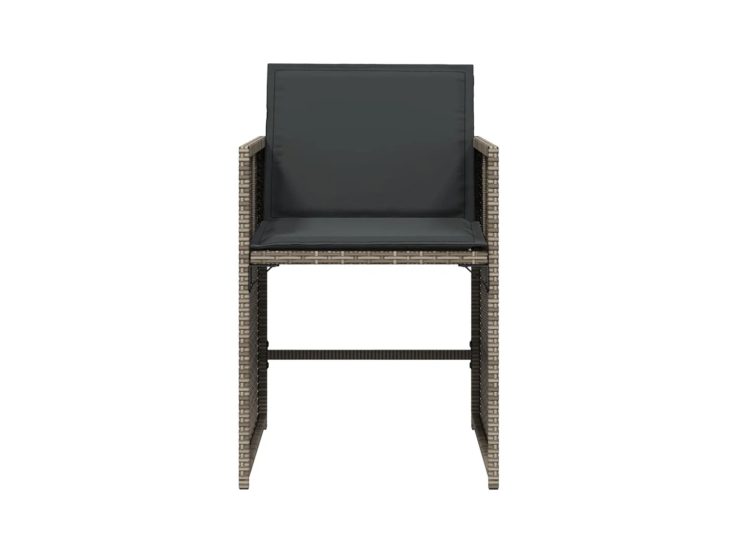 Tuinstoelen met kussens, set van 4, grijs, geweven hars