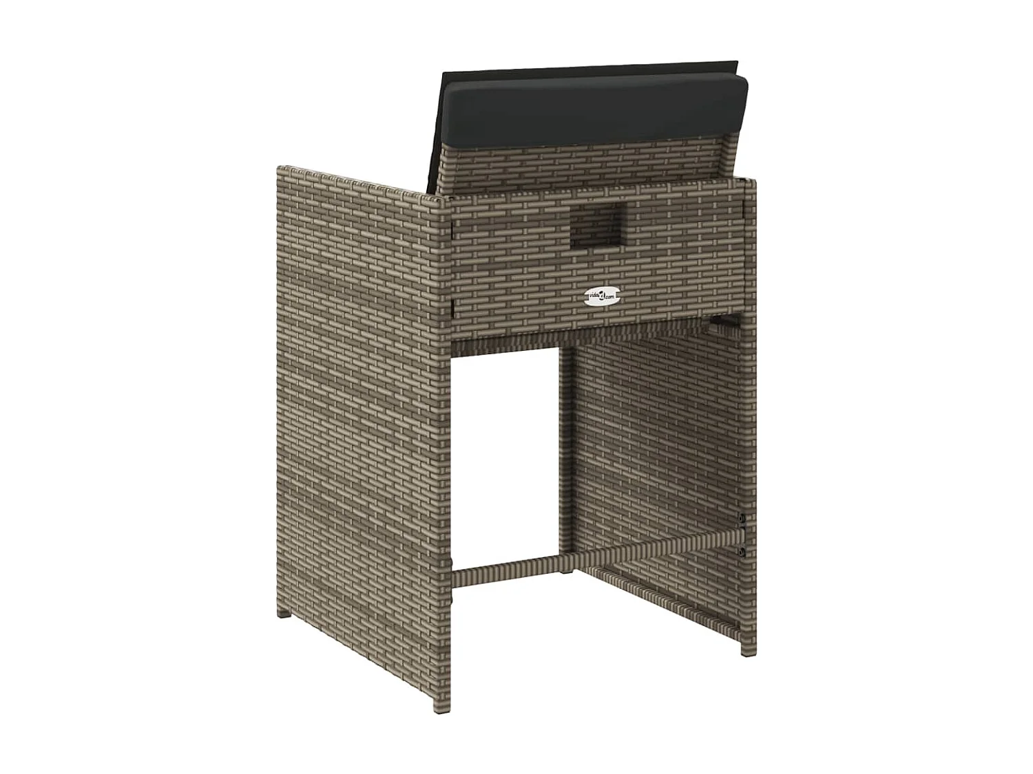 Tuinstoelen met kussens, set van 4, grijs, geweven hars