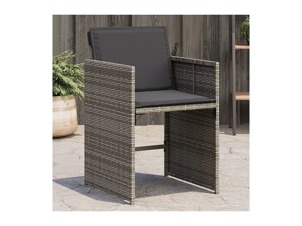 Chaises de jardin avec coussins lot de 4 gris résine tressée