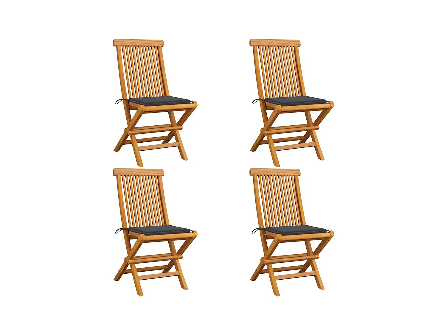 Juego de 4 sillas y cojines de jardín color antracita Madera de teca