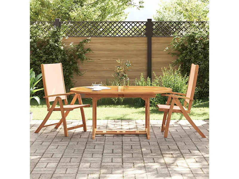 Set di 2 sedie da giardino pieghevoli in legno di acacia e textilene