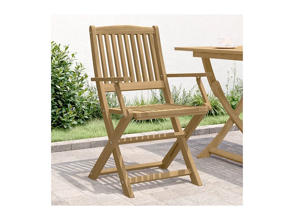 Set di 2 sedie pieghevoli da giardino in legno massello di acacia