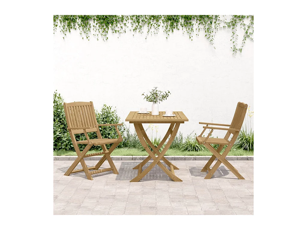 Set di 2 sedie pieghevoli da giardino in legno massello di acacia