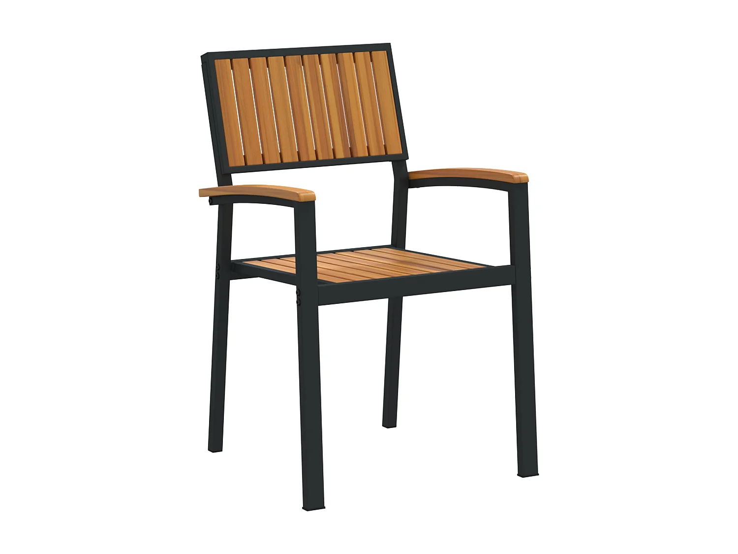 Chaises de jardin empilables 8 pcs acier noir et bois d'acacia massif