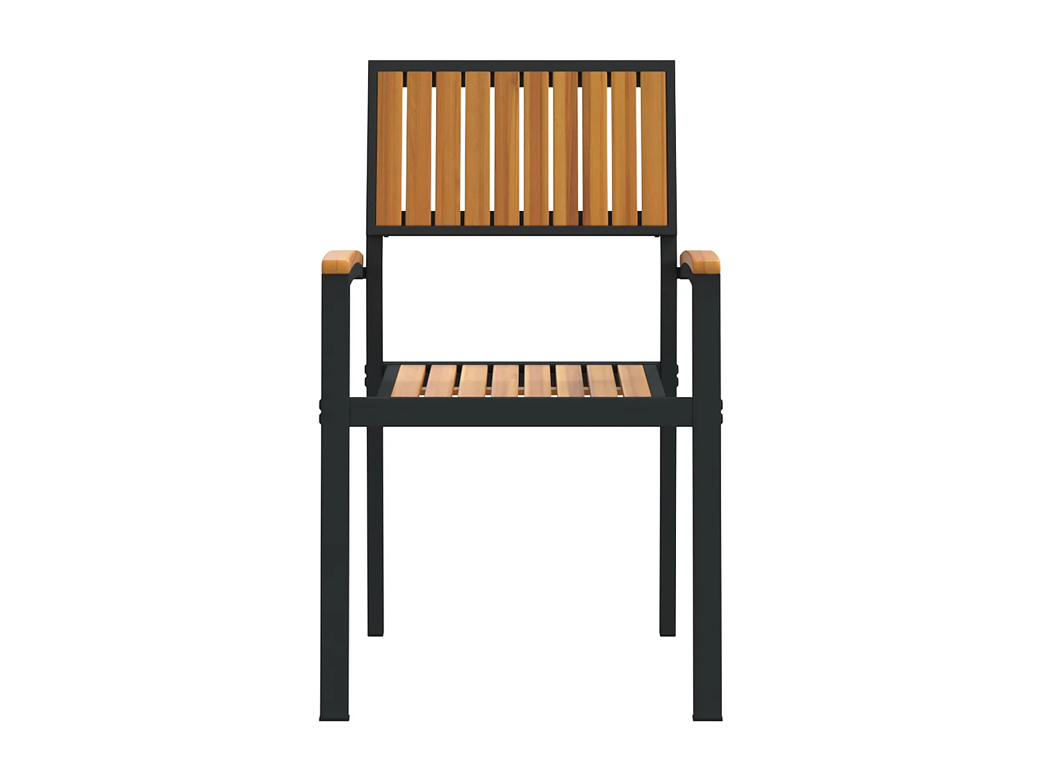 Chaises de jardin empilables 8 pcs acier noir et bois d'acacia massif