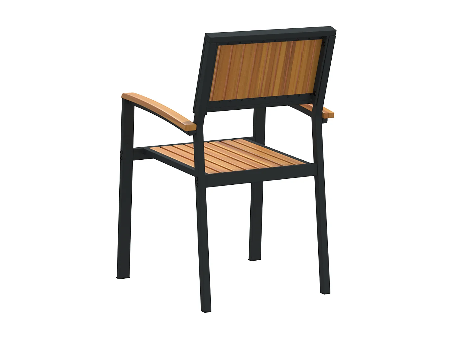 Chaises de jardin empilables 8 pcs acier noir et bois d'acacia massif