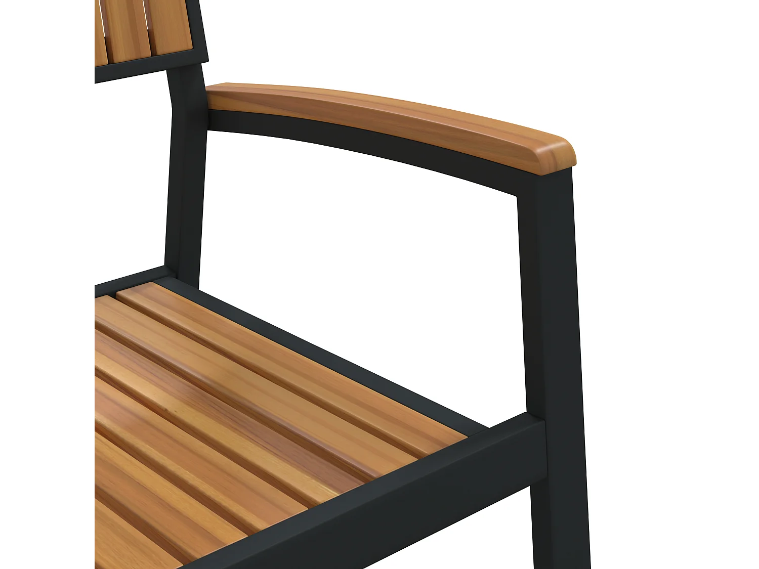 Chaises de jardin empilables 8 pcs acier noir et bois d'acacia massif