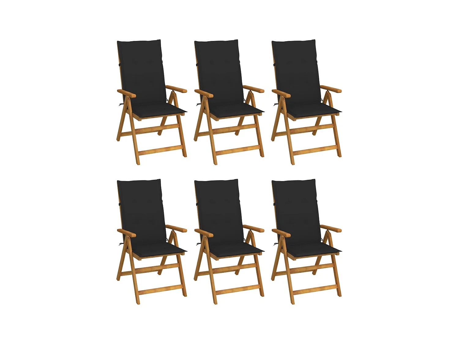 Chaises pliables de jardin lot de 6 avec coussins Bois d'acacia