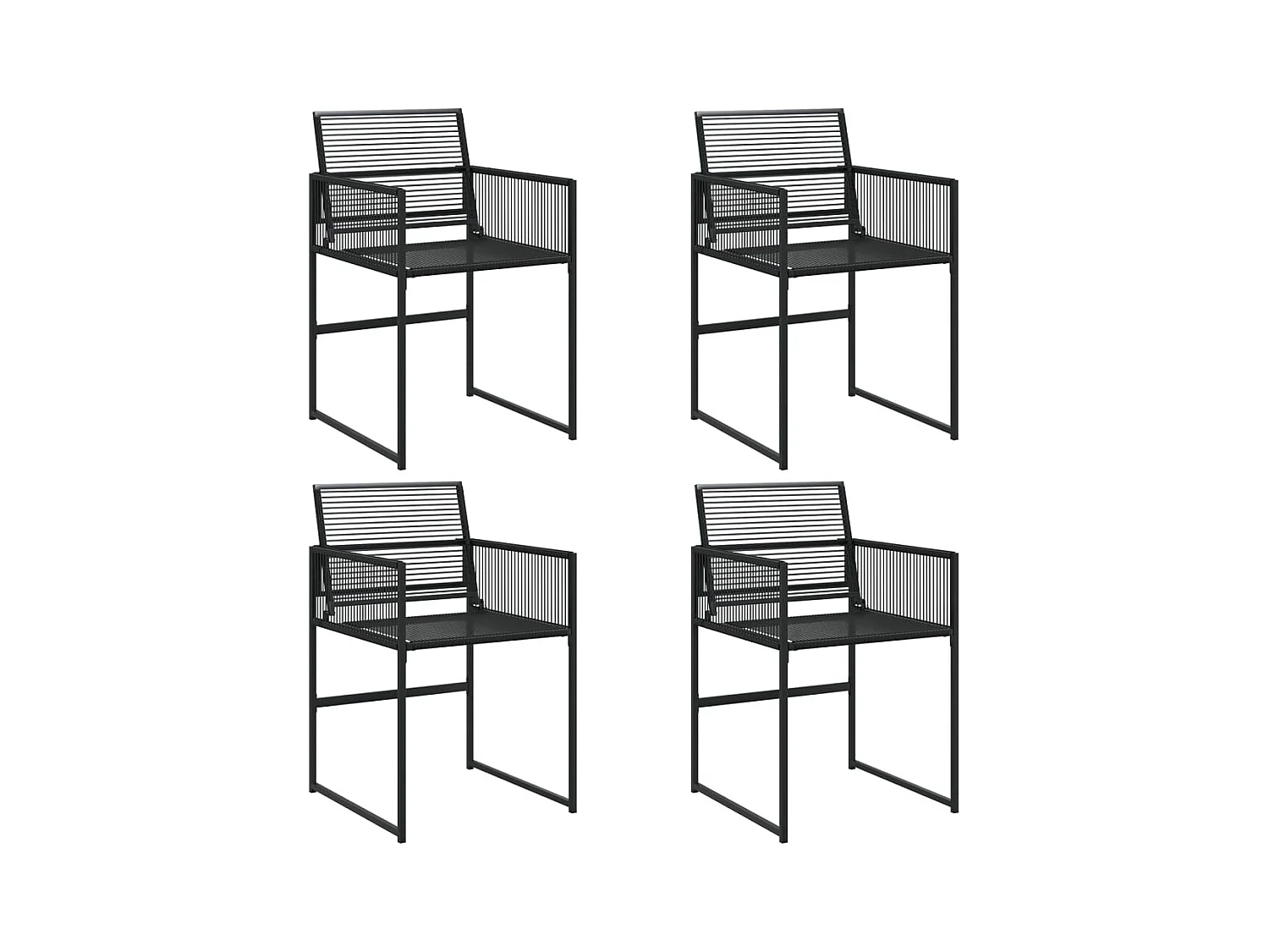 Chaises de jardin lot de 4 noir résine tressée