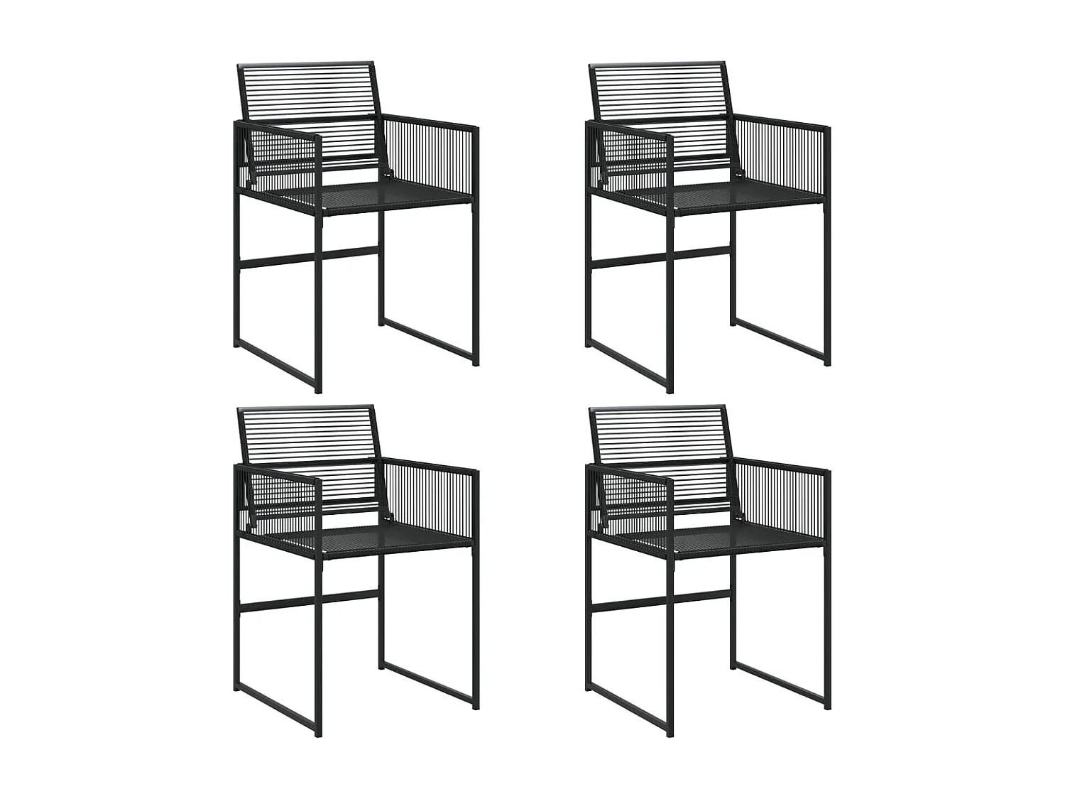 Chaises de jardin lot de 4 noir résine tressée