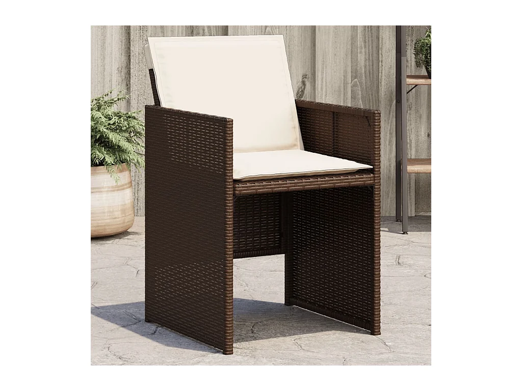 Tuinstoelen met kussens, set van 4, bruin, gevlochten hars