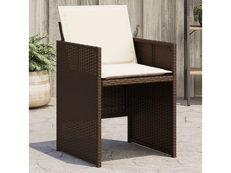 Chaises de jardin avec coussins lot de 4 marron résine tressée