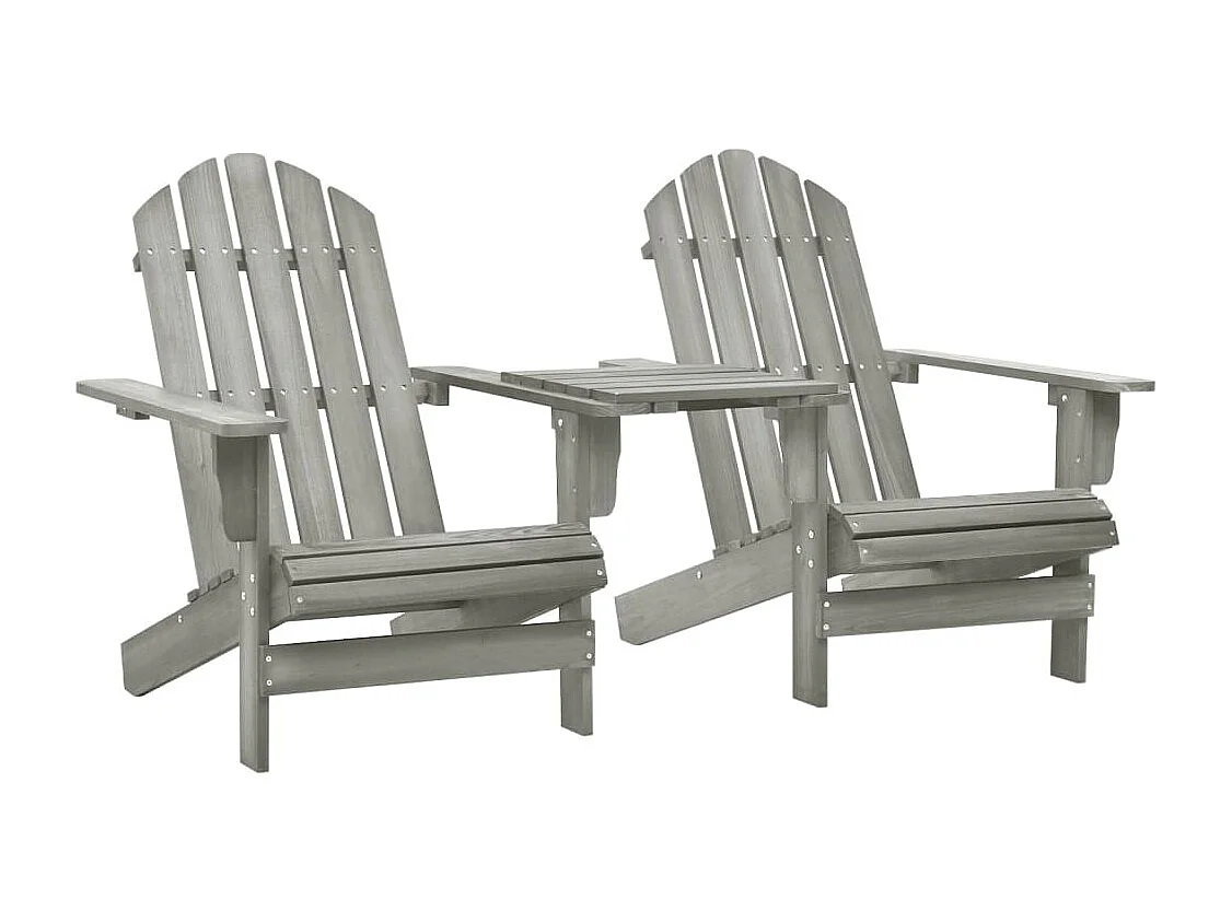 Chaises de jardin Adirondack avec table bois de sapin gris