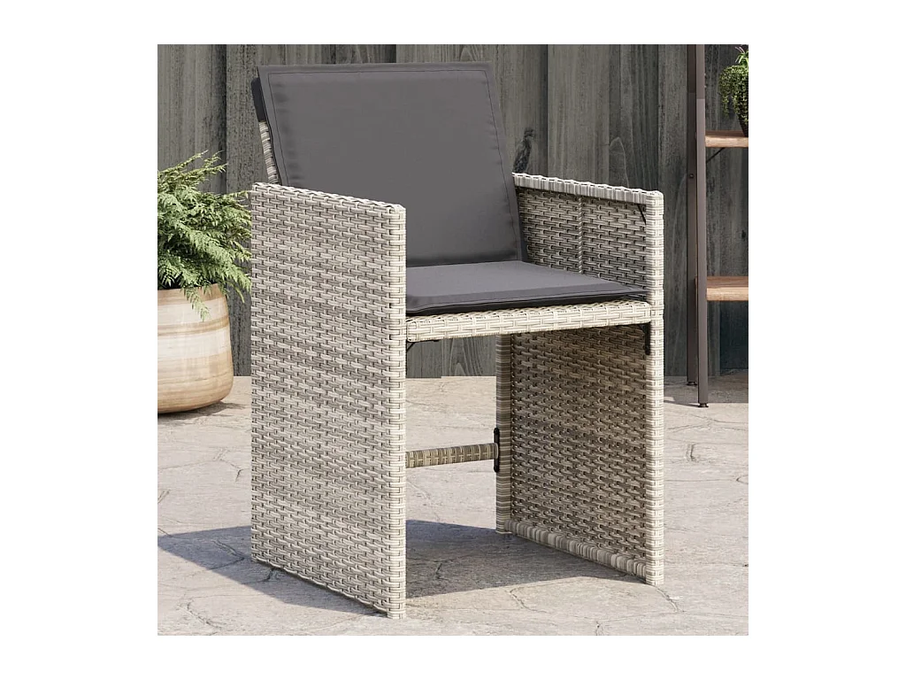 Chaises de jardin avec coussins lot de 4 gris clair poly rotin
