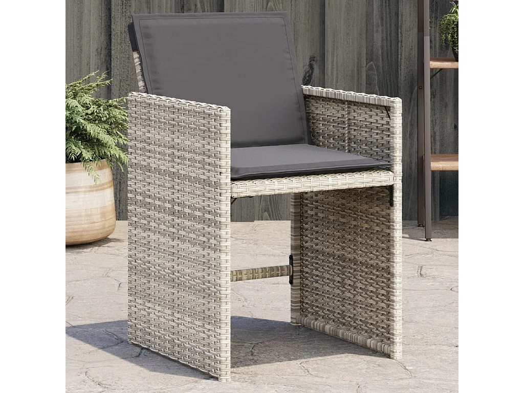 Chaises de jardin avec coussins lot de 4 gris clair poly rotin