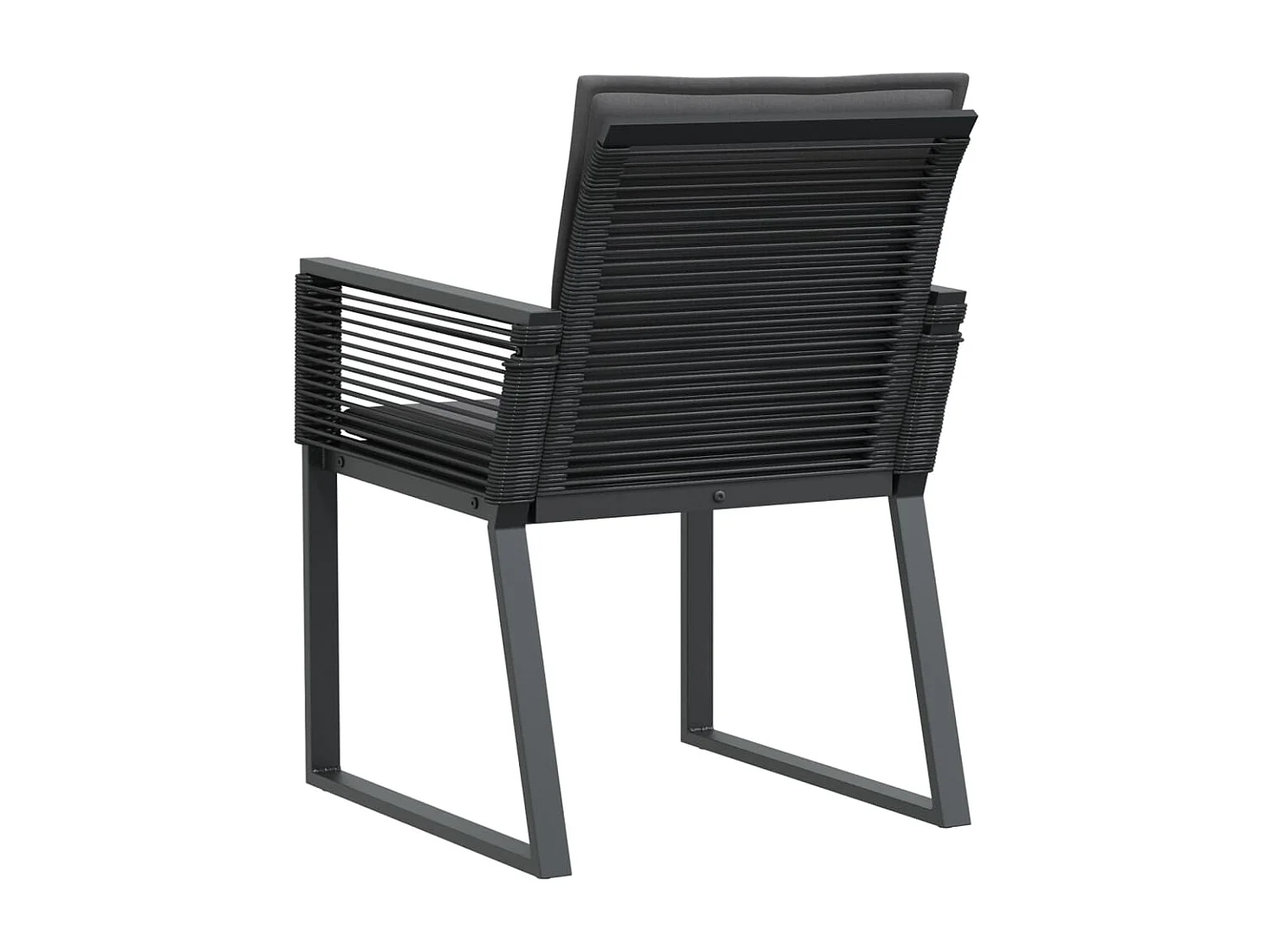 Set van 4 tuinstoelen met zwarte rieten kussens