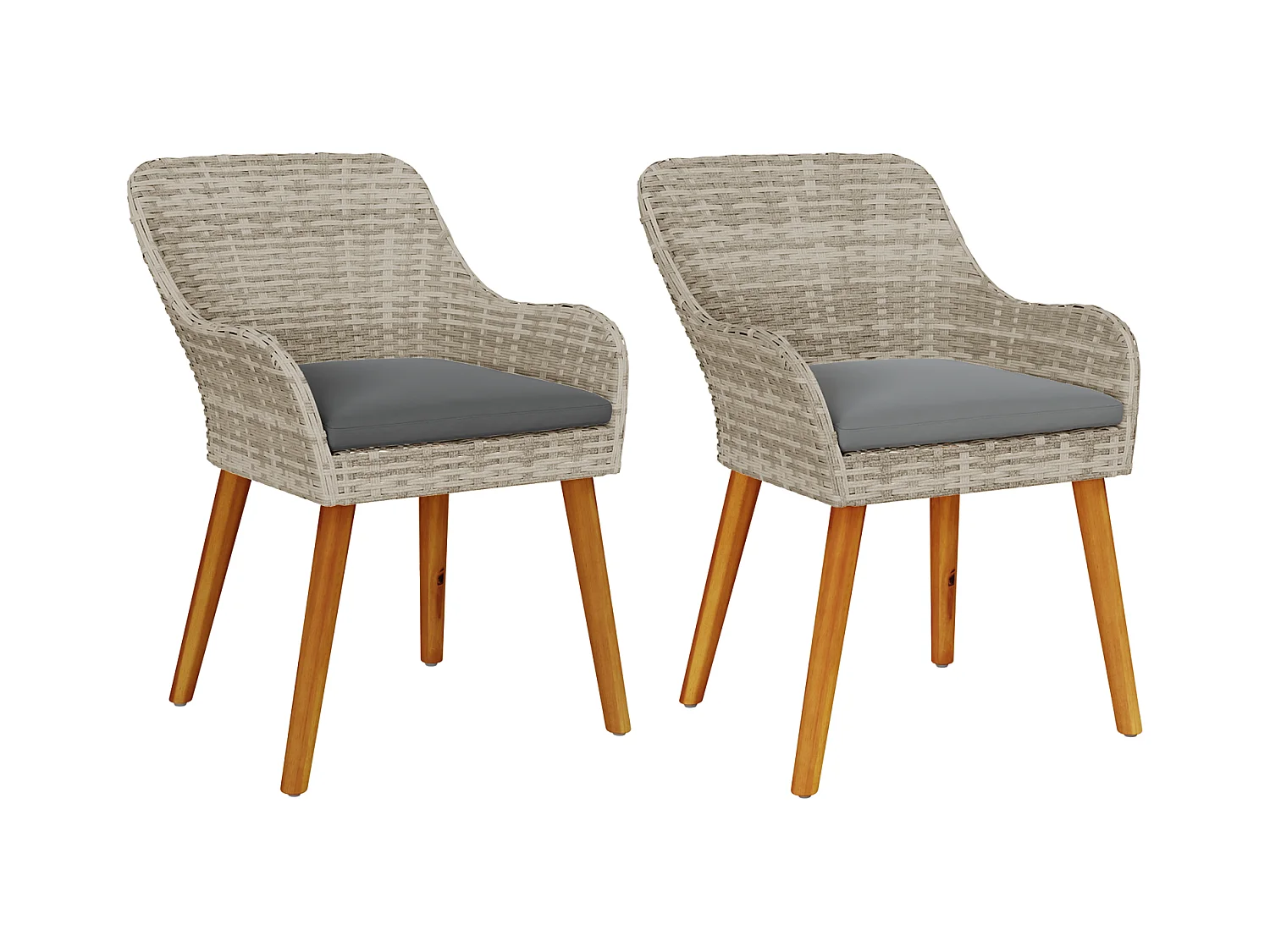 Chaises de jardin avec coussins 2 pcs Gris clair Rattan synthétique