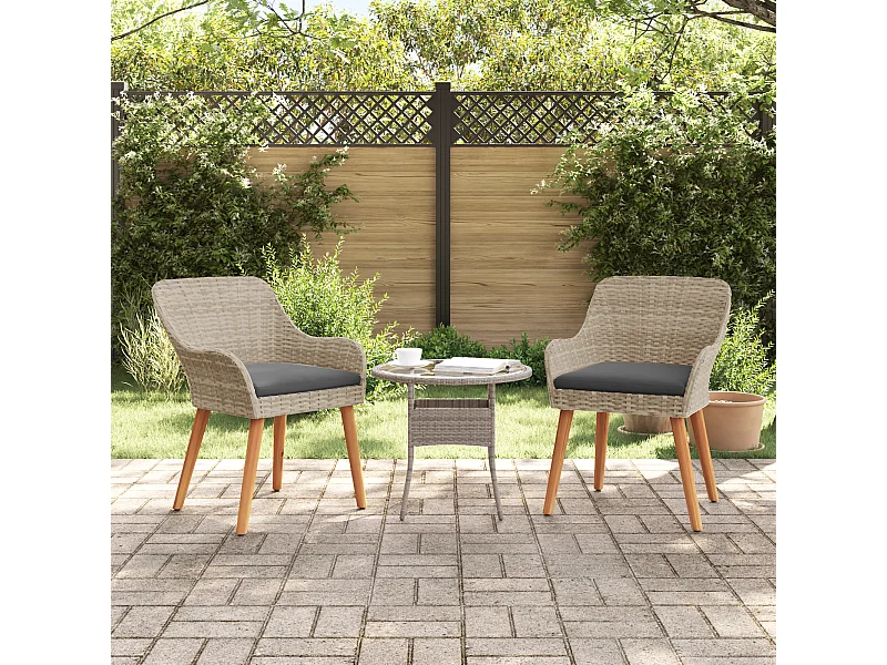Chaises de jardin avec coussins 2 pcs Gris clair Rattan synthétique