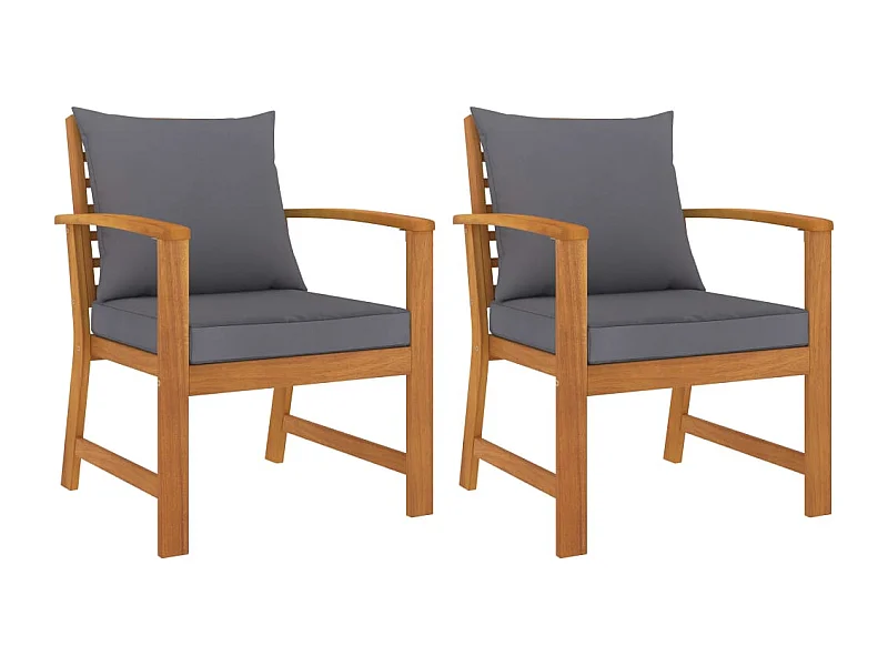 Tuinstoelen set van 2 met donkergrijs kussen Acaciahout