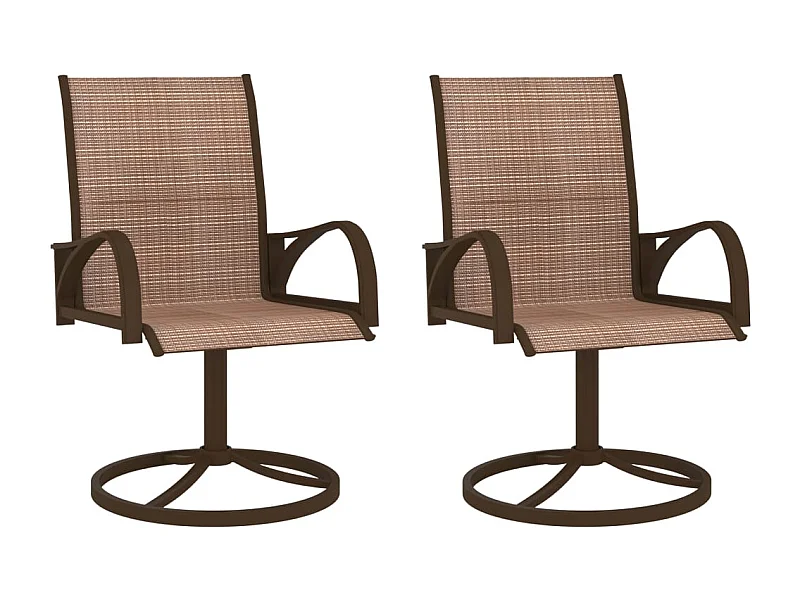 Set van 2 draaibare tuinstoelen in textiel en staal, bruin