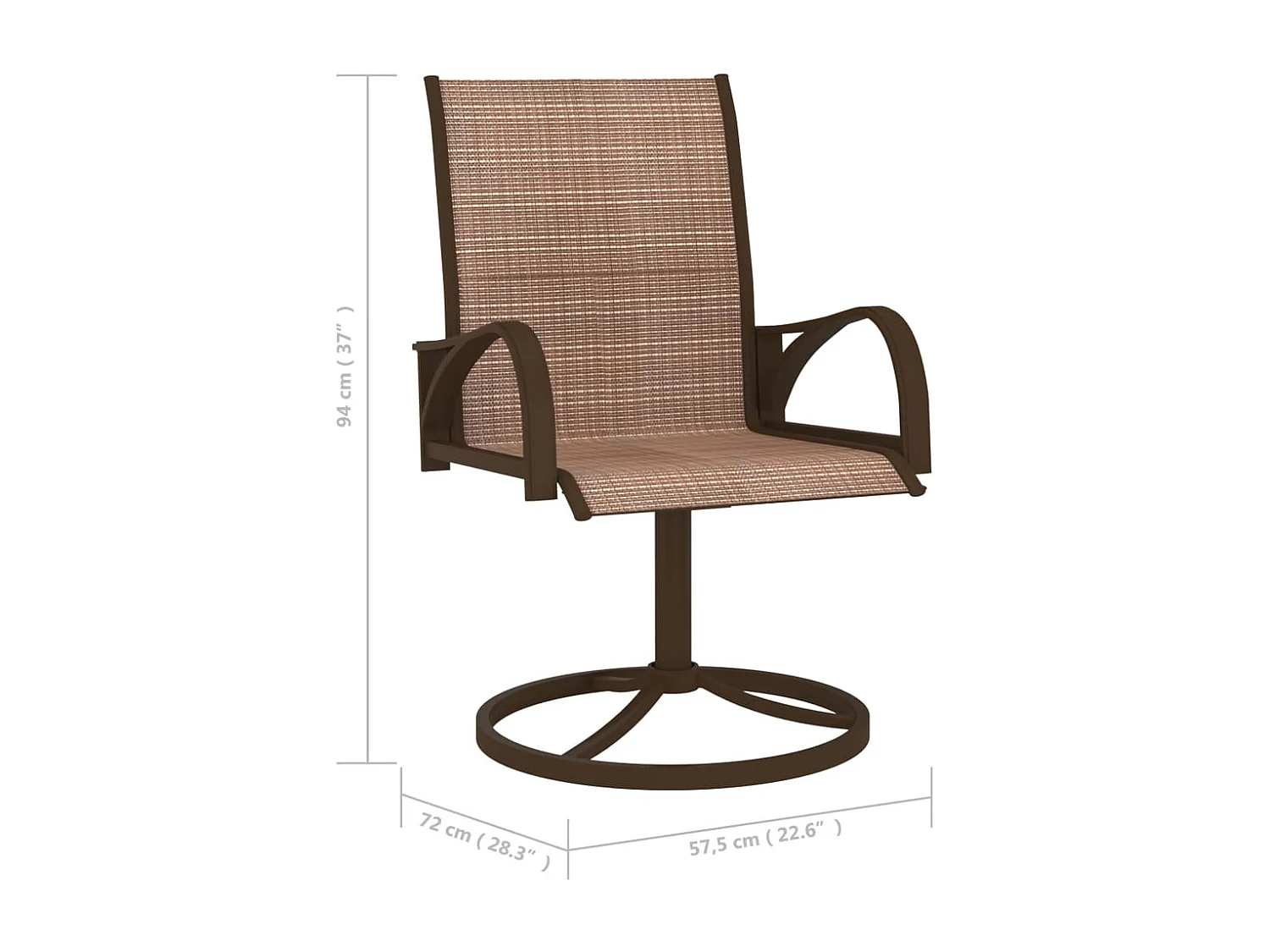 Chaises pivotantes de jardin lot de 2 Textilène et acier Marron