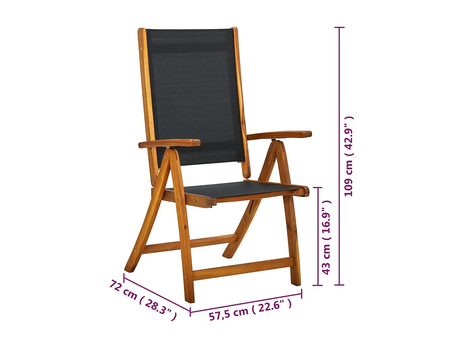 Opvouwbare tuinstoelen set van 6 massief acacia en textiel