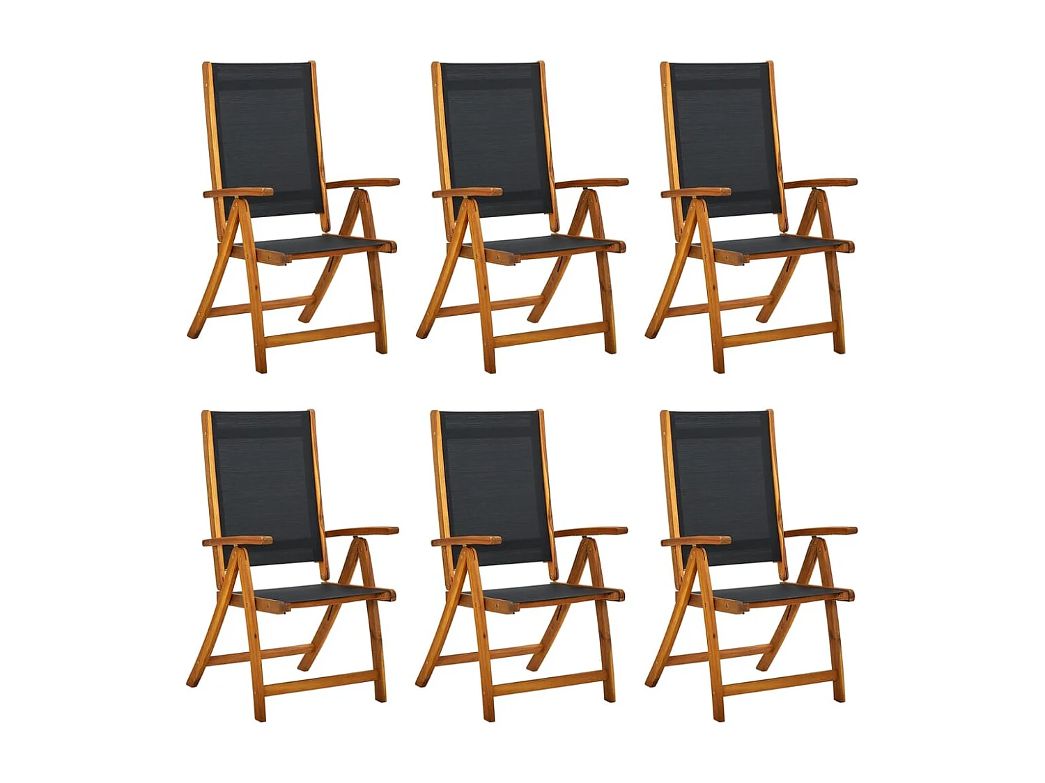 Chaises de jardin pliantes lot de 6 acacia massif et textilène