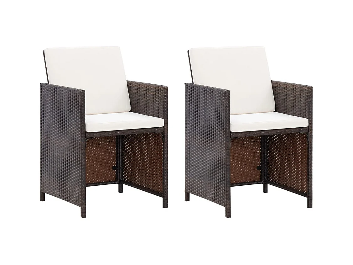 Conjunto de 4 sillas y taburetes de jardín, mimbre marrón