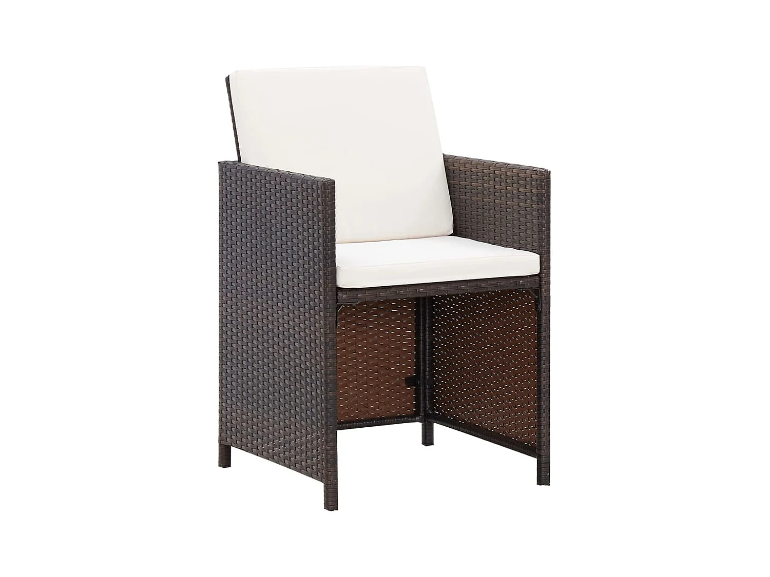 Conjunto de 4 sillas y taburetes de jardín, mimbre marrón